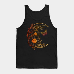 Moon with Sunflowers and Butterfly Tank Top